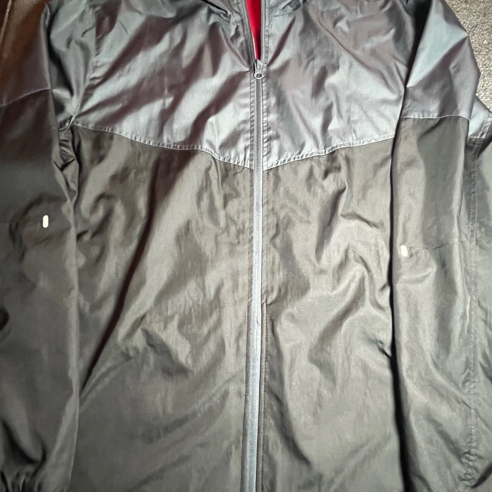 Starter Windbreaker Jacket Mens Large Black & Gray Full Zip Lightweight Workout
